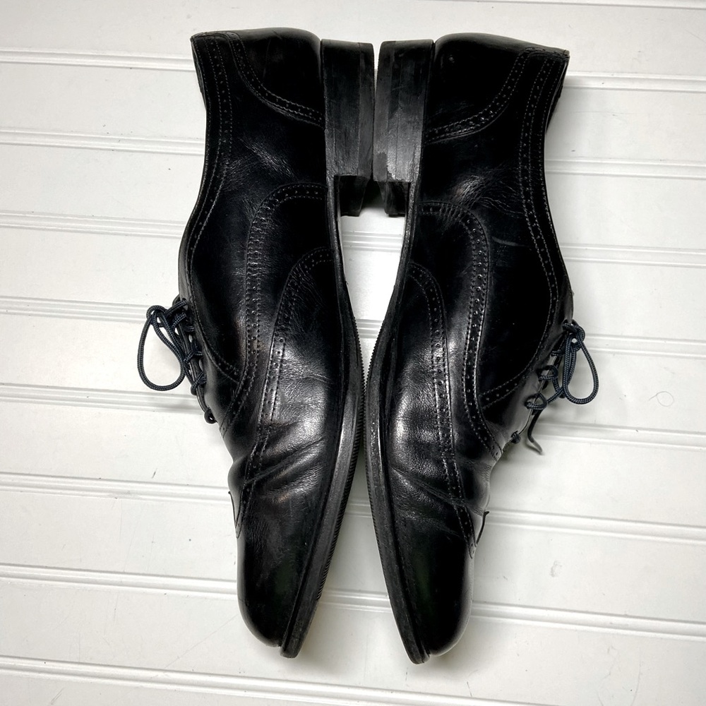 Stacy Adams Mens Sz 12 Black Leather Oxford Shoes Pre Owned Very Good Condition - Picture 2 of 6